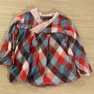 Tea Collection Blue and Red Long Sleeve Top 12-18 Months Plaid Checks GUC Tunic